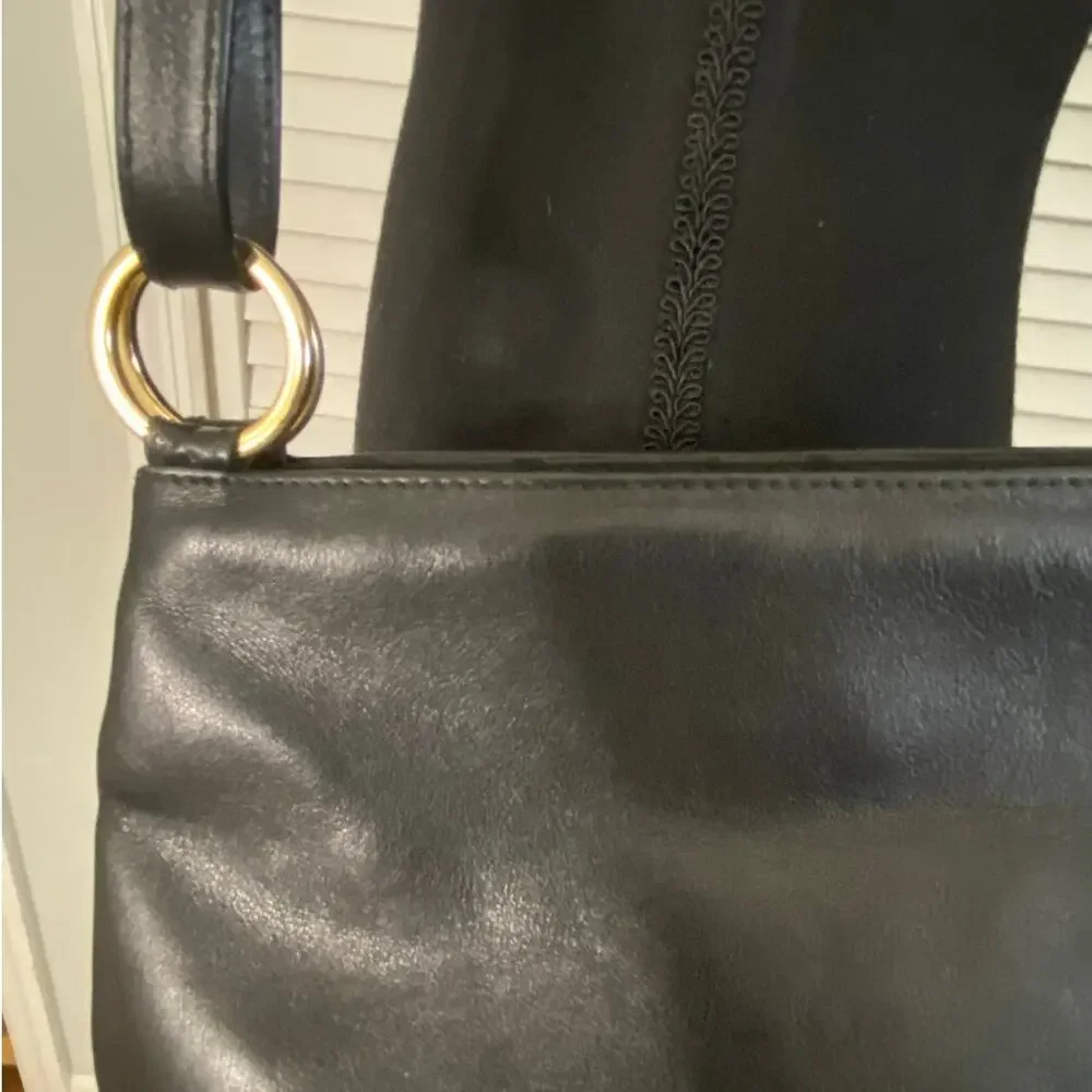 Vintage‎ Palomo Picasso Signature X Double Strap Black Leather Shoulder bag